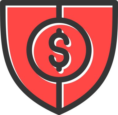 Dolar simgesi olan bir dolar kalkanı. vektör illüstrasyonu