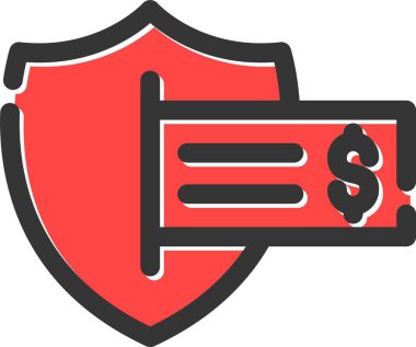 Dolar kalkanı düz simgesi katı biçimde.