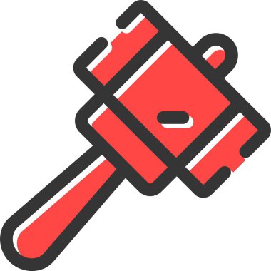 Çekiç vektör simgesi. biçim düz sembol, turuncu renk, yuvarlak açılar, beyaz arkaplan.