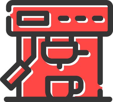 Kahve makinesi simgesi, vektör illüstrasyonu