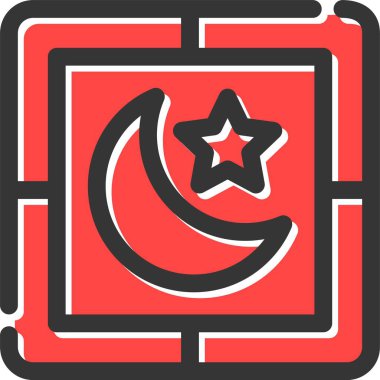 İslami takvim simgesi kırmızı yıldız renginden