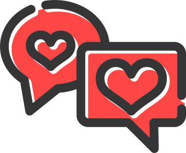 kalp sohbet baloncuğu simgesi ile doldurulmuş ana hat biçimi