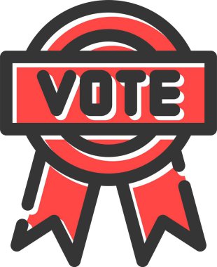 Oy işareti. Kırmızı oy - siyah yuvarlak kurdele etiketi