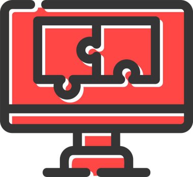 Simgeli bilgisayar monitörü. vektör illüstrasyonu