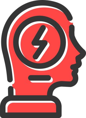 Yıldırımlı insan kafasının vektör simgesi