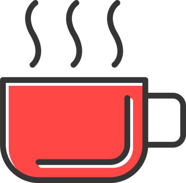 Çay ikonu, ana hatlarıyla doldurulmuş.