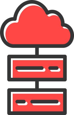 Bulut Depolama Simgesi, Basit Web Vektörü İllüstrasyonu