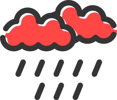 Yağmurlu Gün Simgesi, Basit Web Vektörü İllüstrasyonu