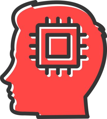 İnsan İşlemci Simgesi, Basit Web Vektörü İllüstrasyonu