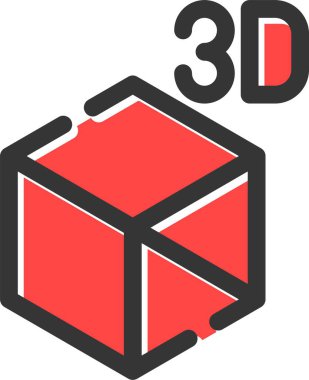 3 boyutlu küp simgesi, vektör illüstrasyonu