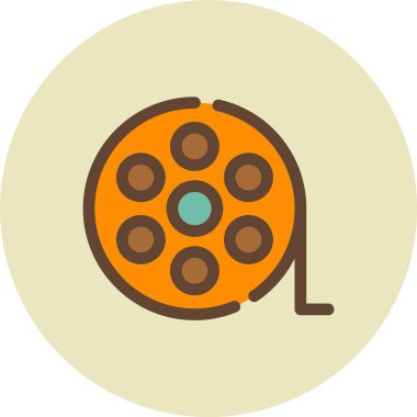 Makara simgesi. Web için film makarası vektör simgelerinin düz çizimi