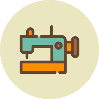 Dikiş makinesi simgesi. Dikiş makinesi vektör simgesi web için anahat çizimi