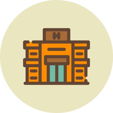 Bina. Web simgesi basit illüstrasyon