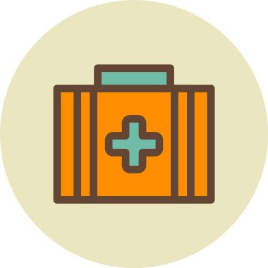 İlk yardım çantası simgesi doldurulmuş ana hat biçiminde