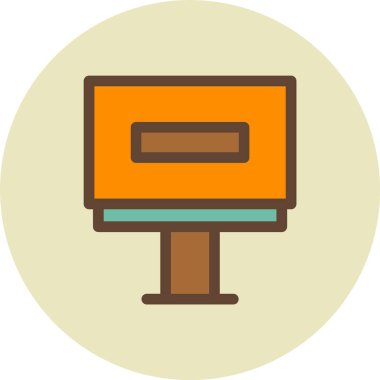 Ofis masası. Web simgesi vektör illüstrasyonu