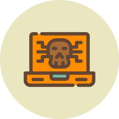 Bilgisayar kafatası. Web simgesi vektör illüstrasyonu