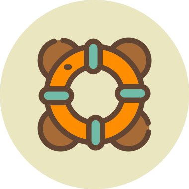 Bir karikatür ve yuvarlak simgenin vektör çizimi