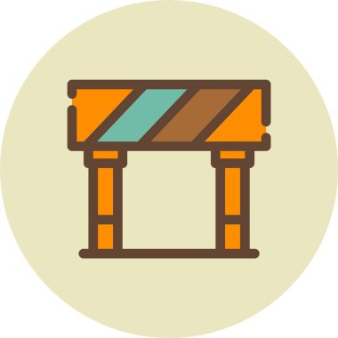 İnşaat tezgahı ikonu. Ağ için ahşap vektör simgesinin özet çizimi