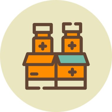 İlaç ikonlu ilaç şişesi. vektör illüstrasyonu