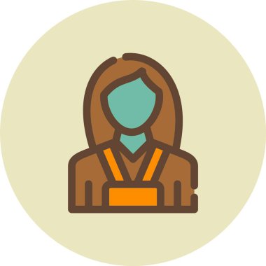 Sırt çantalı bir kadının vektör simgesi