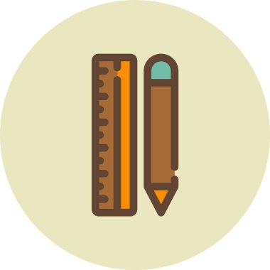 Kalem ve cetvel simgesi. vektör illüstrasyonu