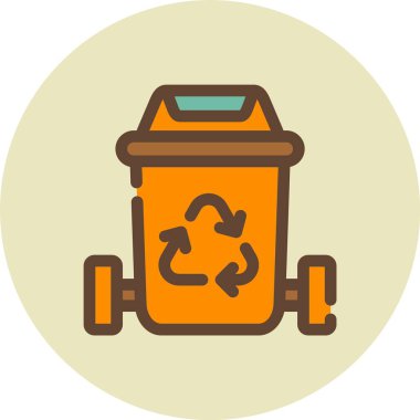 Çöp kutusu ana hatları doldurulmuş vektör simgesi dekoru