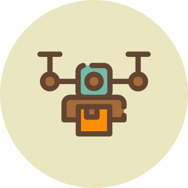 İHA kamera simgesi. Web için drone vektör simgelerinin düz çizimi