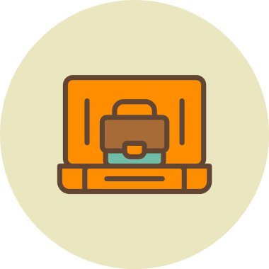 Evrak Çantası Düz Çember Vektör Simgesi Tasarımı