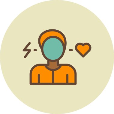 Kalbinde bir çember olan bir kadın.