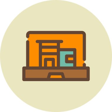 Kütüphane. Web simgesi basit illüstrasyon