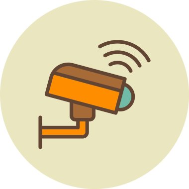 Kapalı devre kamera simgesi. Web için güvenlik kamerası vektör simgesinin özet çizimi