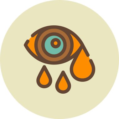 Göz damlası ikonu vektörü. Çizgi göz işareti. renk düz sembolü illüstrasyonu