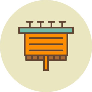 Bir saman simgesi ile ahşap bir tablo vektör illüstrasyonu