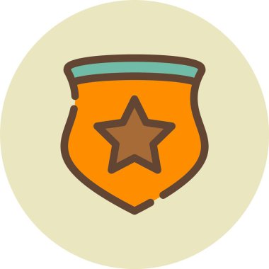 Yıldız madalyası ikonu. Beyaz üzerine izole edilmiş yıldız madalya vektör simgesinin ana hatları