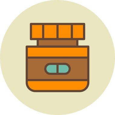 Bir şişe hap ikonu. Web için cam vektör simgeleri olan hapların özet çizimi