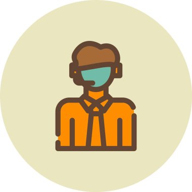 Kulaklık simgesi olan adamın vektör çizimi