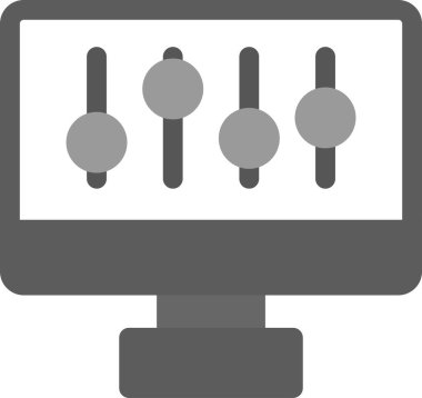 Bilgisayar monitörü simgesi, vektör illüstrasyonu beyaz arkaplanda izole edildi