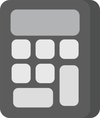 Hesap makinesi simgesi. Kabartma biçimi gri ve gri sembollerdir, vektör düz kare düğmesi, beyaz arkaplan