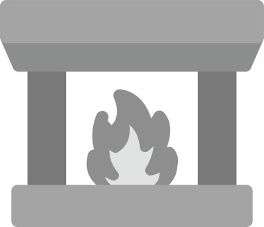 Şömine Simgesi, Basit Web Vektörü İllüstrasyonu