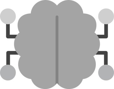 Beyin ikonu. vektör biçimi çift renkli düz sembol, gri ve gri renkler, yuvarlak açılar, beyaz arkaplan.