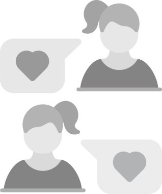 Bir kadının vektör çizimi ve konuşma balonlu bir kalp.