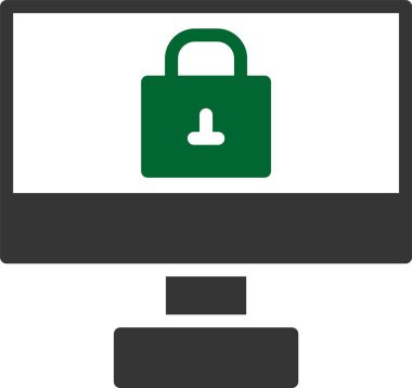 dizüstü bilgisayar kilidi simgesi, düz tasarım, vektör illüstrasyonu