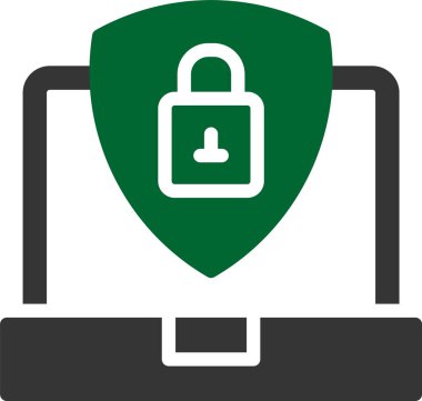 Bir dizüstü bilgisayar ve kilidin vektör çizimi