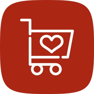 Kalp işareti ikonlu alışveriş arabası. vektör illüstrasyonu