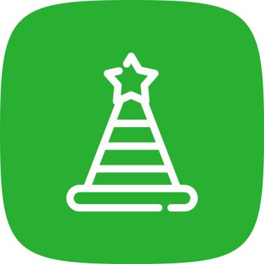 Şapkalı noel ağacı, dijital simge dijital illüstrasyon