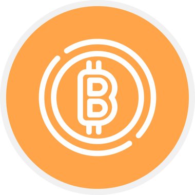 Bitcoin Satır Çemberi Basit Simge, Vektör İllüstrasyonu