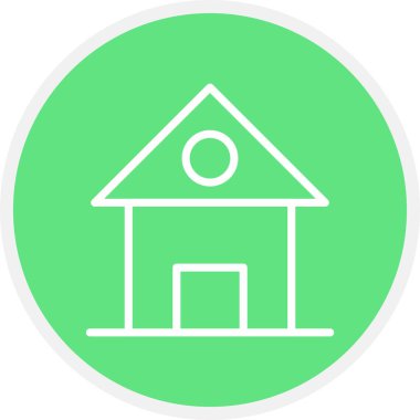 Ev Satırı Çemberi Basit Simge, Vektör İllüstrasyonu