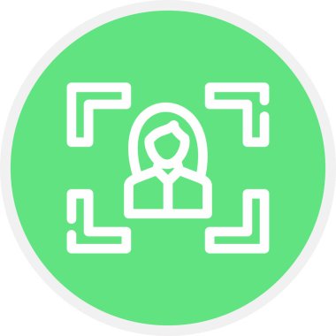 Portre Çizgisi Çemberi Basit Simge, Vektör İllüstrasyonu