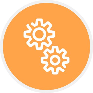 Gears Satır Çemberi Basit Simge, Vektör İllüstrasyonu