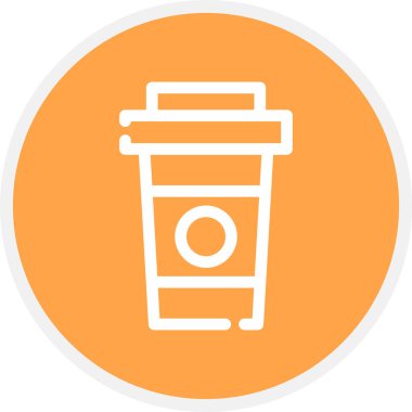 Kağıt Kupa Çizgisi Çemberi Basit Simge, Vektör İllüstrasyonu